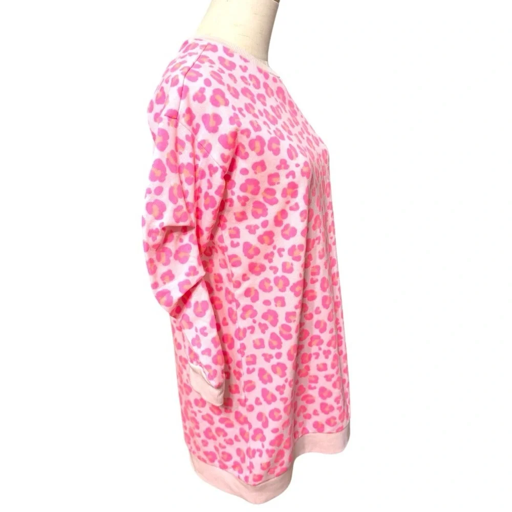 Cabana by Crown & Ivy Pink Leopard Print Sweatshirt Dress Women’s Large NWT - Picture 2 of 10